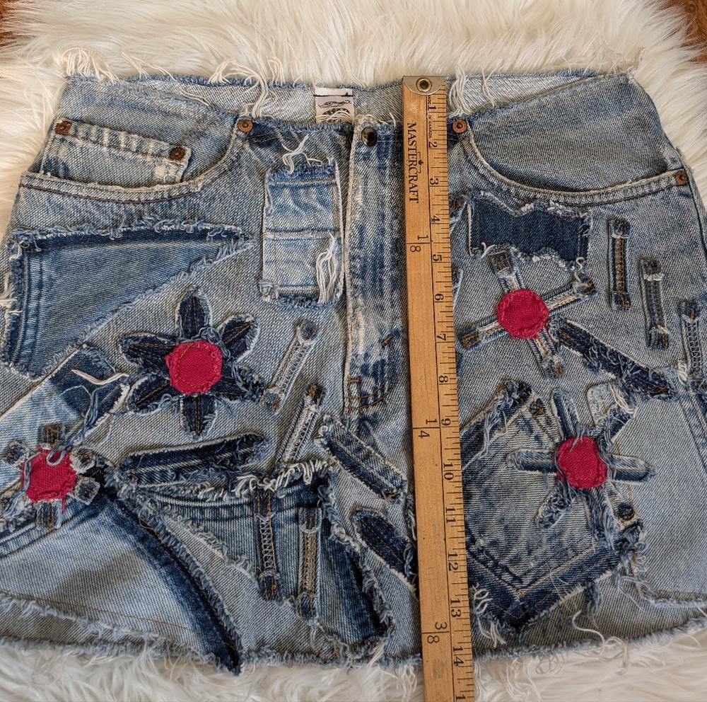 Ed Hardy Reworked Y2k Levi's Denim Mini Skirt 30 - Picture 5 of 8